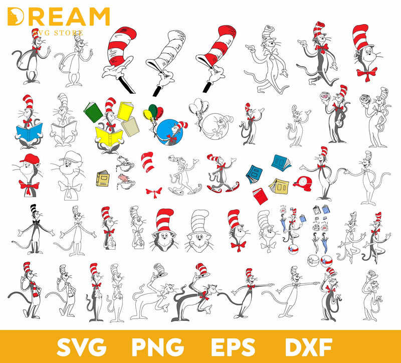 Dr seuss bundle svg, dr seuss svg, dr seuss quotes svg, png, dxf, eps