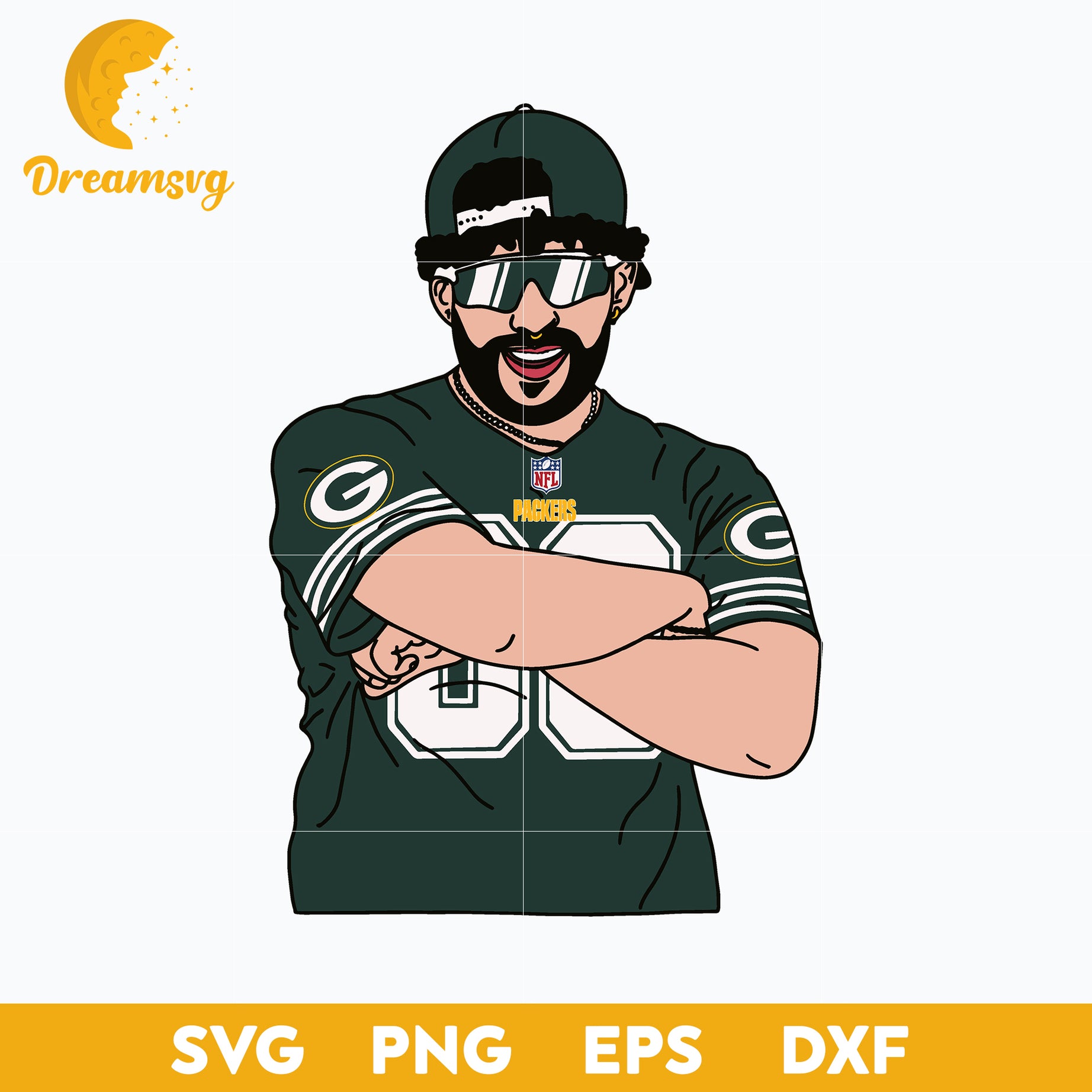 Bad Bunny Green Bay Packers SVG, Green Bay Packers NFL SVG, PNG DXF EPS Digital File