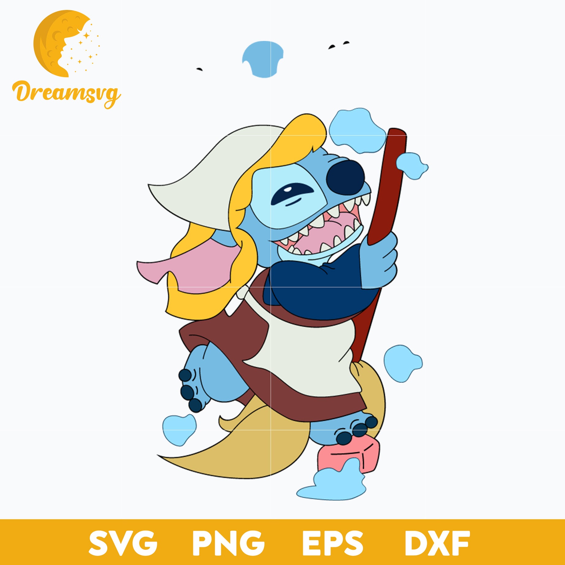 Stitch Cleaner SVG, Stitch Princess Blonde SVG, Stitch Halloween SVG, PNG, DXF, EPS Digital File.