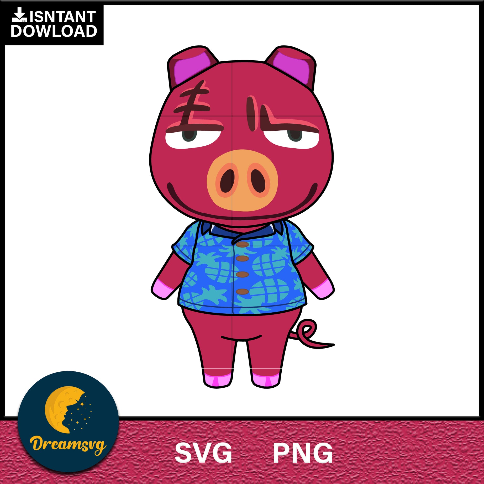 Rasher Animal Crossing Svg, Animal Crossing Svg, Animal Crossing Png, Cartoon svg, svg, png digital file