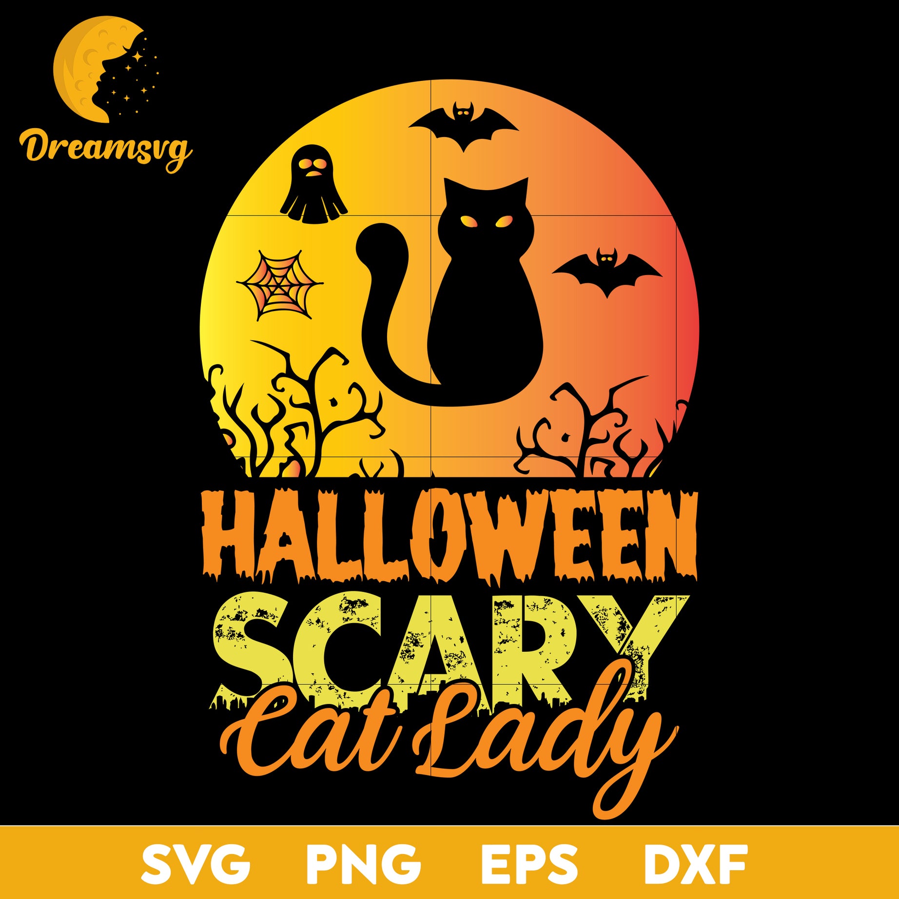 Halloween scary cat lady svg, Halloween svg, png, dxf, eps digital file.