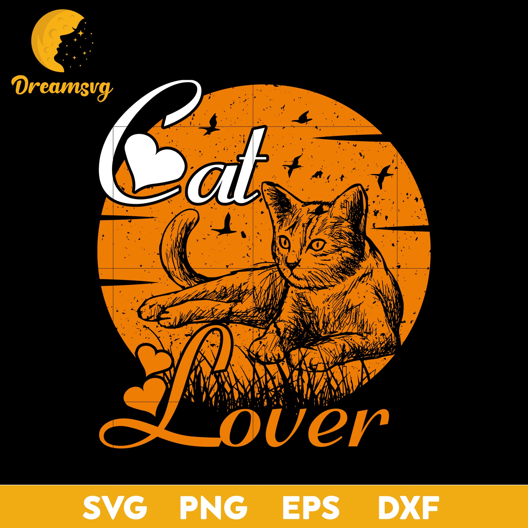 Cat love svg, Halloween svg, png, dxf, eps digital file.