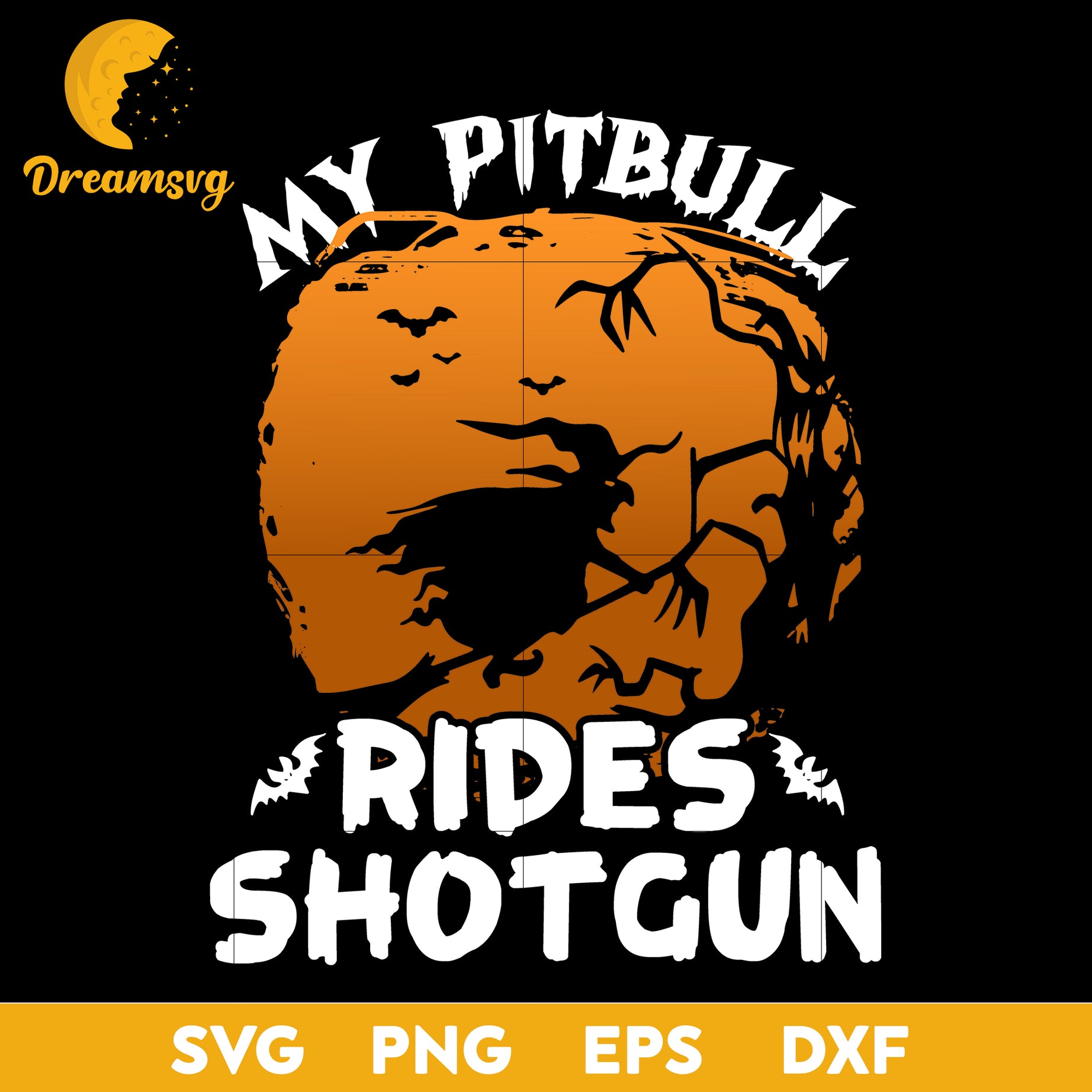 My pitbull rides shotgun svg, Halloween svg, png, dxf, eps digital file.