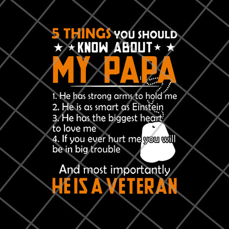 5 Things You Should Know About My Papa He Is A Veteran Dog Tags svg, png, dxf, eps digital file FTD09062115