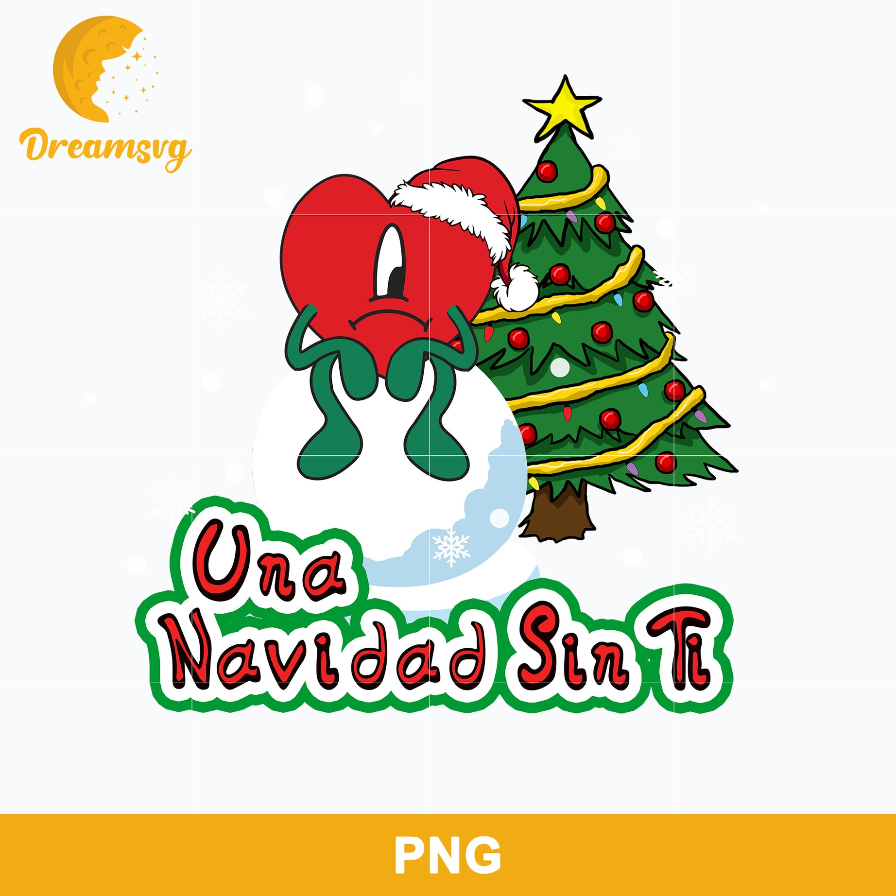 Una Navidad Sin Tin PNG, Heart Bad Bunny Santa Hat Christmas PNG