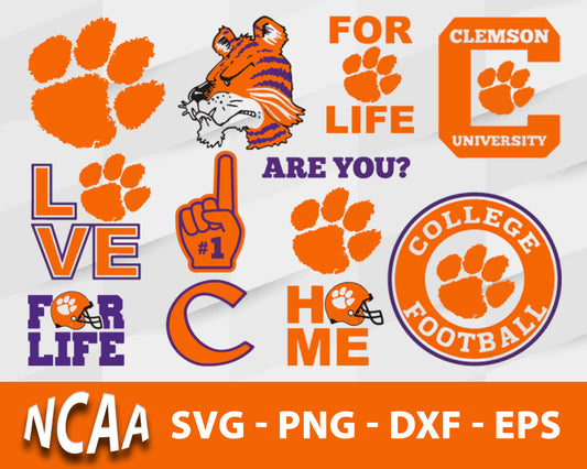 Clemson Tigers Svg Bundle, Clemson Tigers Svg, Sport Svg, Ncaa Svg, Png, Dxf, Eps Digital file.