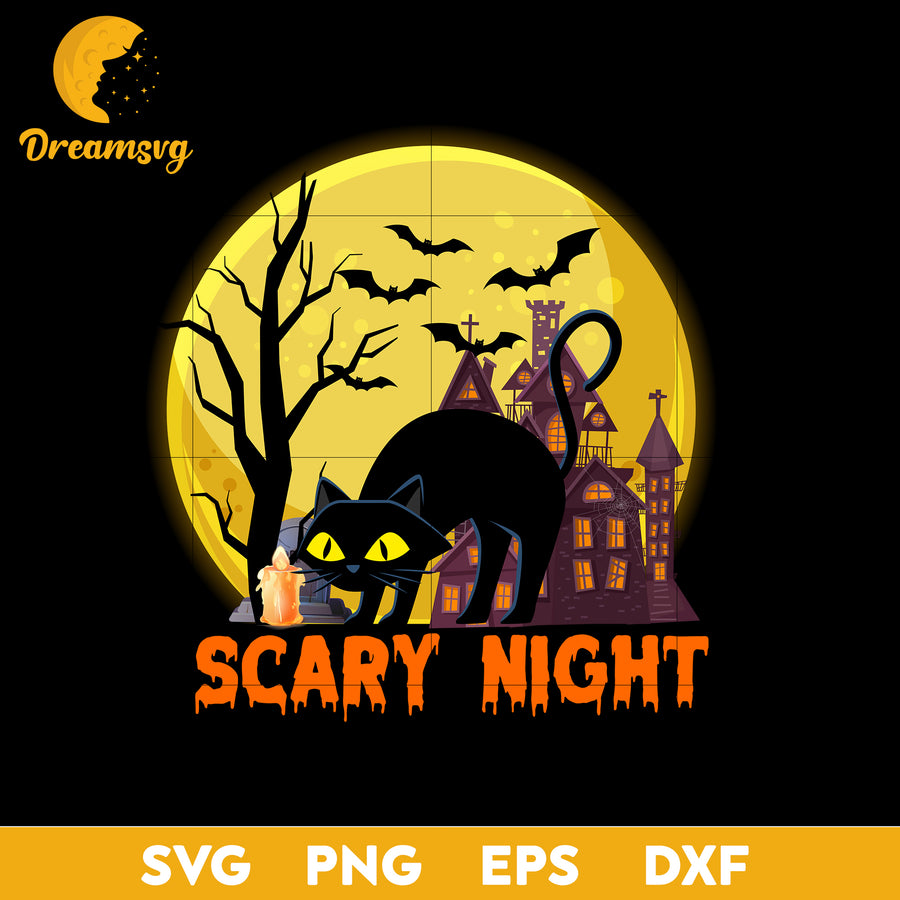 Scary night svg, Halloween svg, png, dxf, eps digital file.