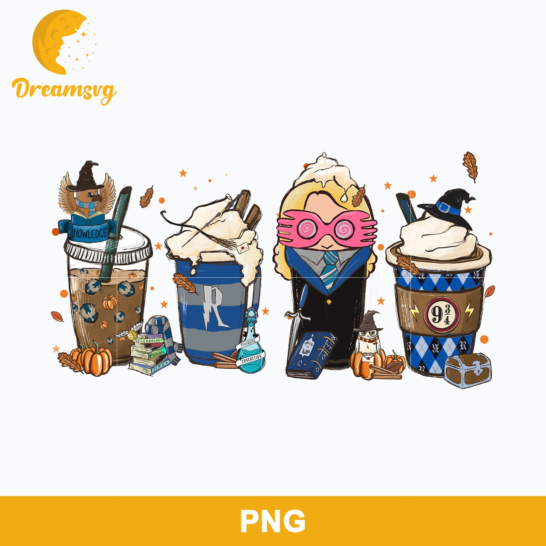Harry Halloween Coffee PNG, Fall Coffee Halloween PNG, Hand Drawn file