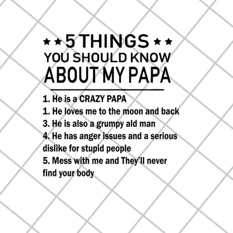 5 thing you should know about my papa svg, Mother's day svg, eps, png, dxf digital file MTD27042115