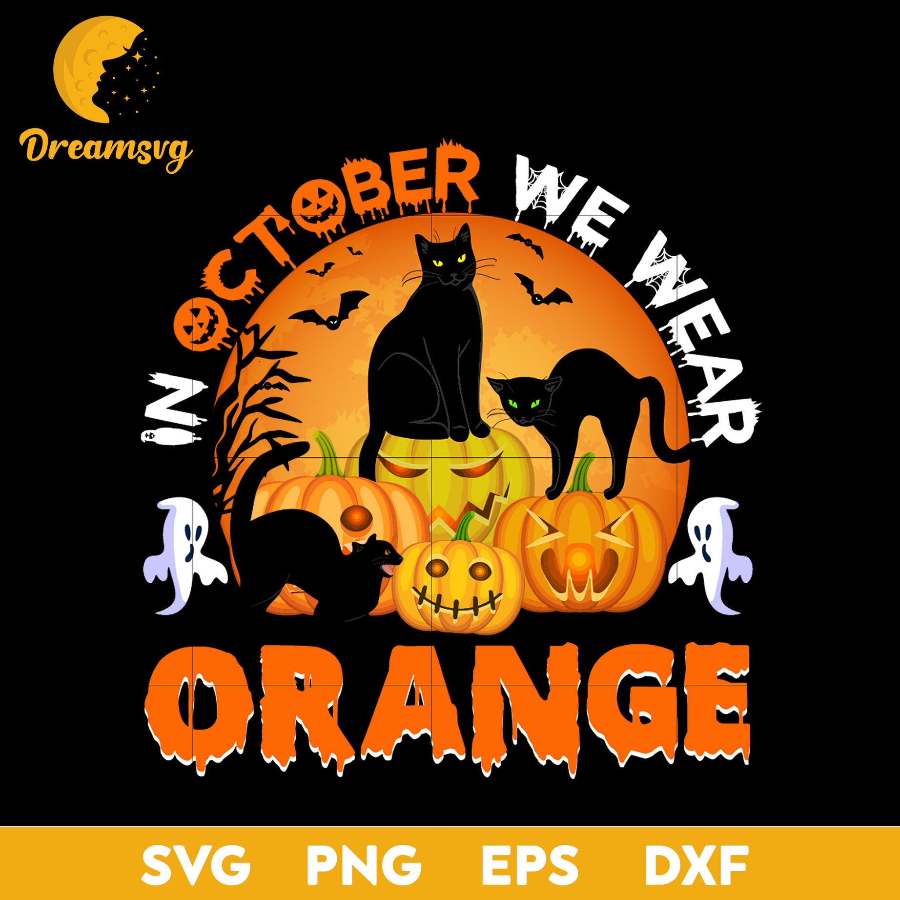 In october we wear Orange svg, Halloween svg, png, dxf, eps digital file.
