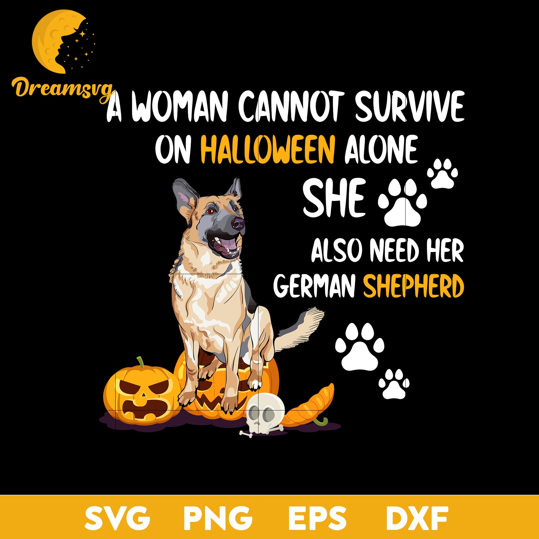 A woman cannot survive on halloween alone she also need her german shepherd Svg