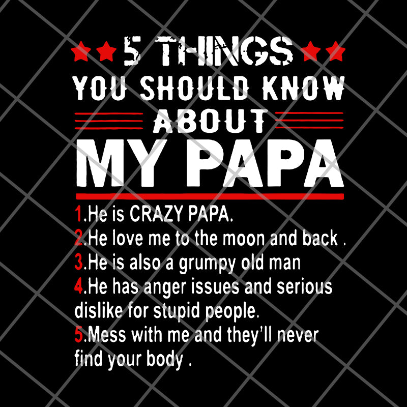  Great 5 things you should know about my papa Father Day svg, png, dxf, eps digital file FTD09062113