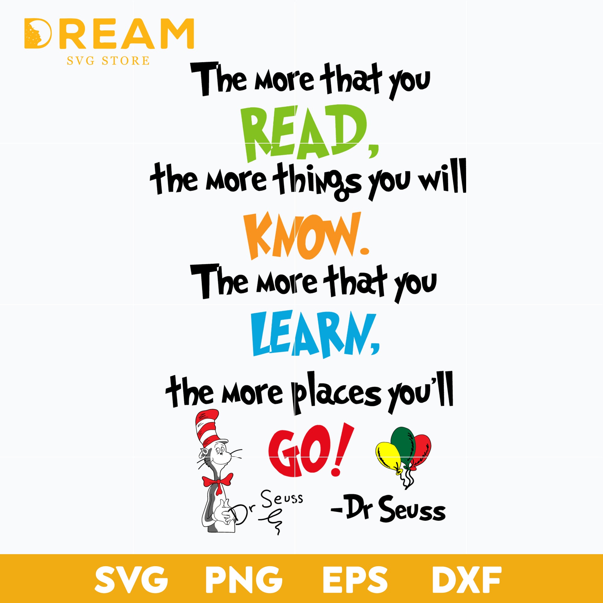 Dr seuss svg,png,dxf, Dr seuss clipart, Cat In The Hat svg, Dr Seuss H ...