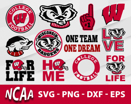 Wisconsin Badgers Svg Bundle, Wisconsin Badgers Svg, Sport Svg, Ncaa Svg, Png, Dxf, Eps Digital file.