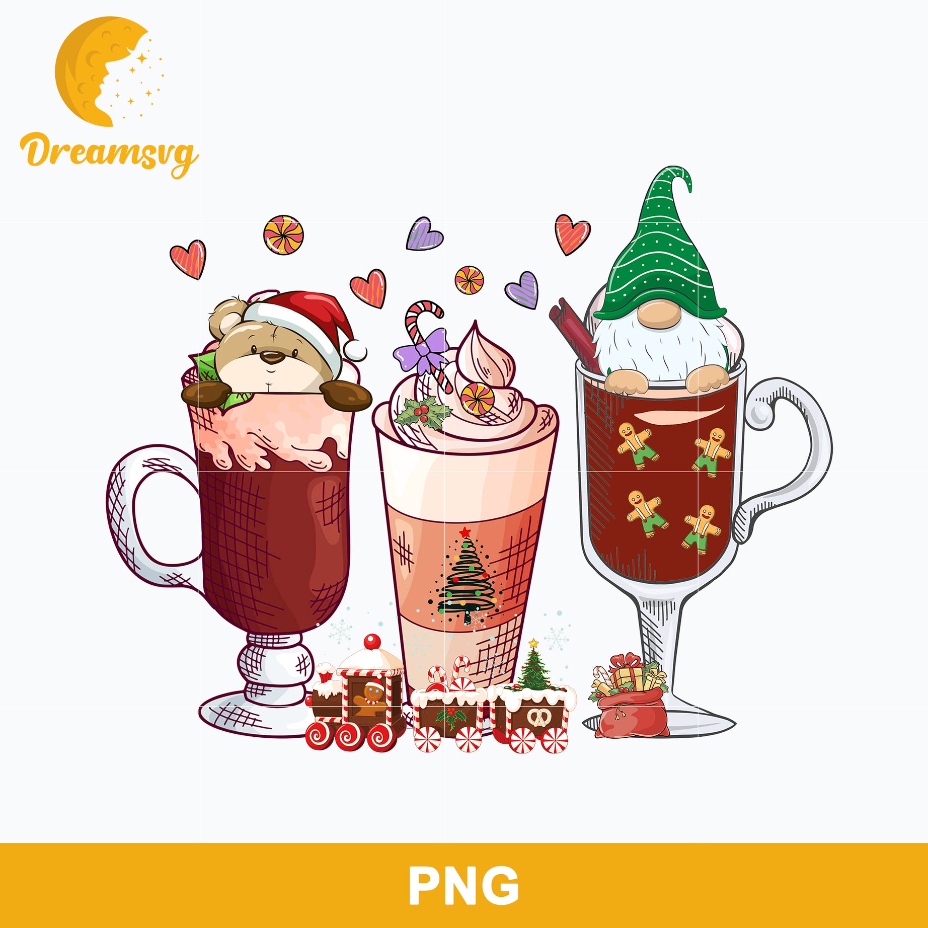 Christmas Gnome Png, Gnome Coffee Png, Christmas Drink Png File.
