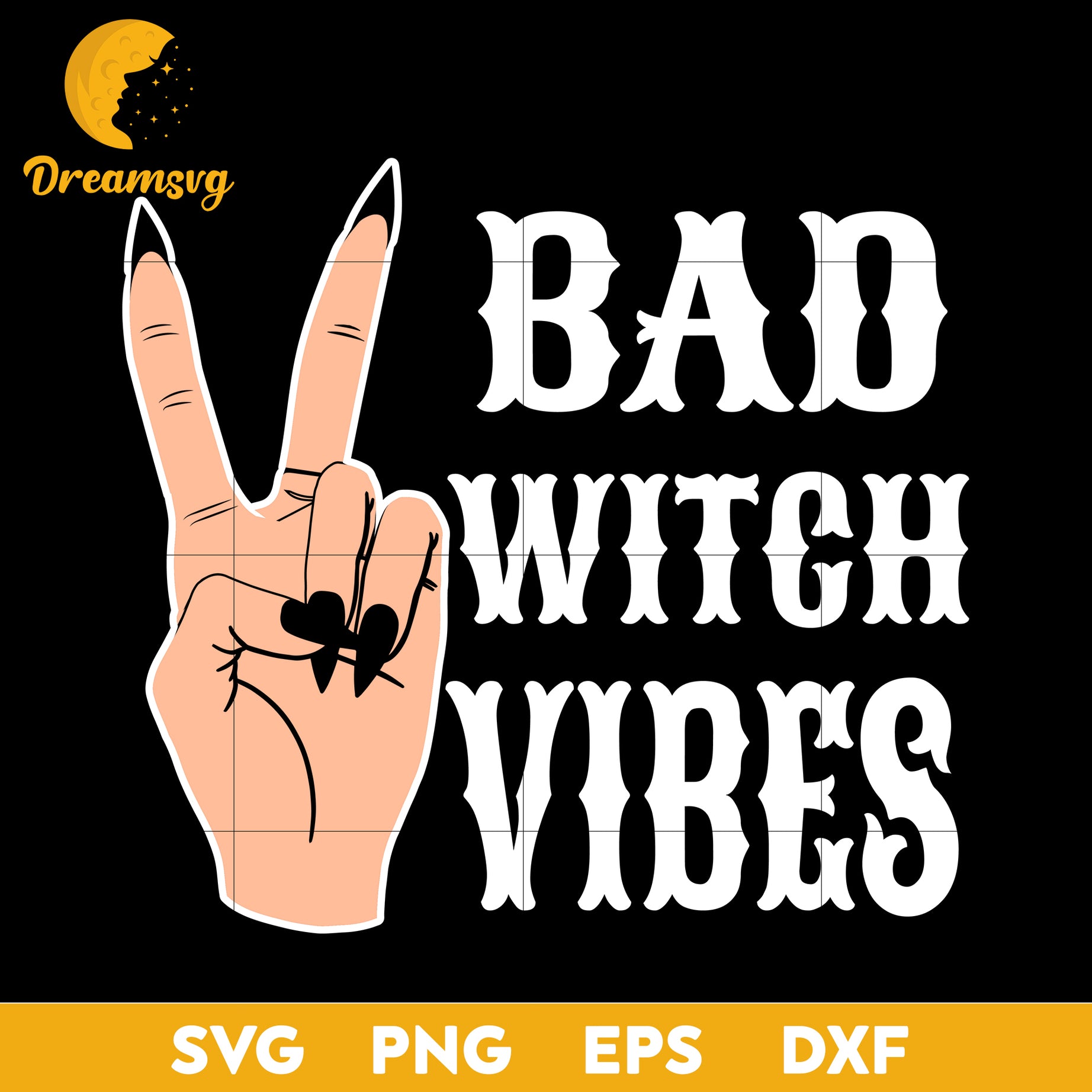 Peace Hand Bad Witch Vibes svg, Halloween svg, png, dxf, eps digital file.
