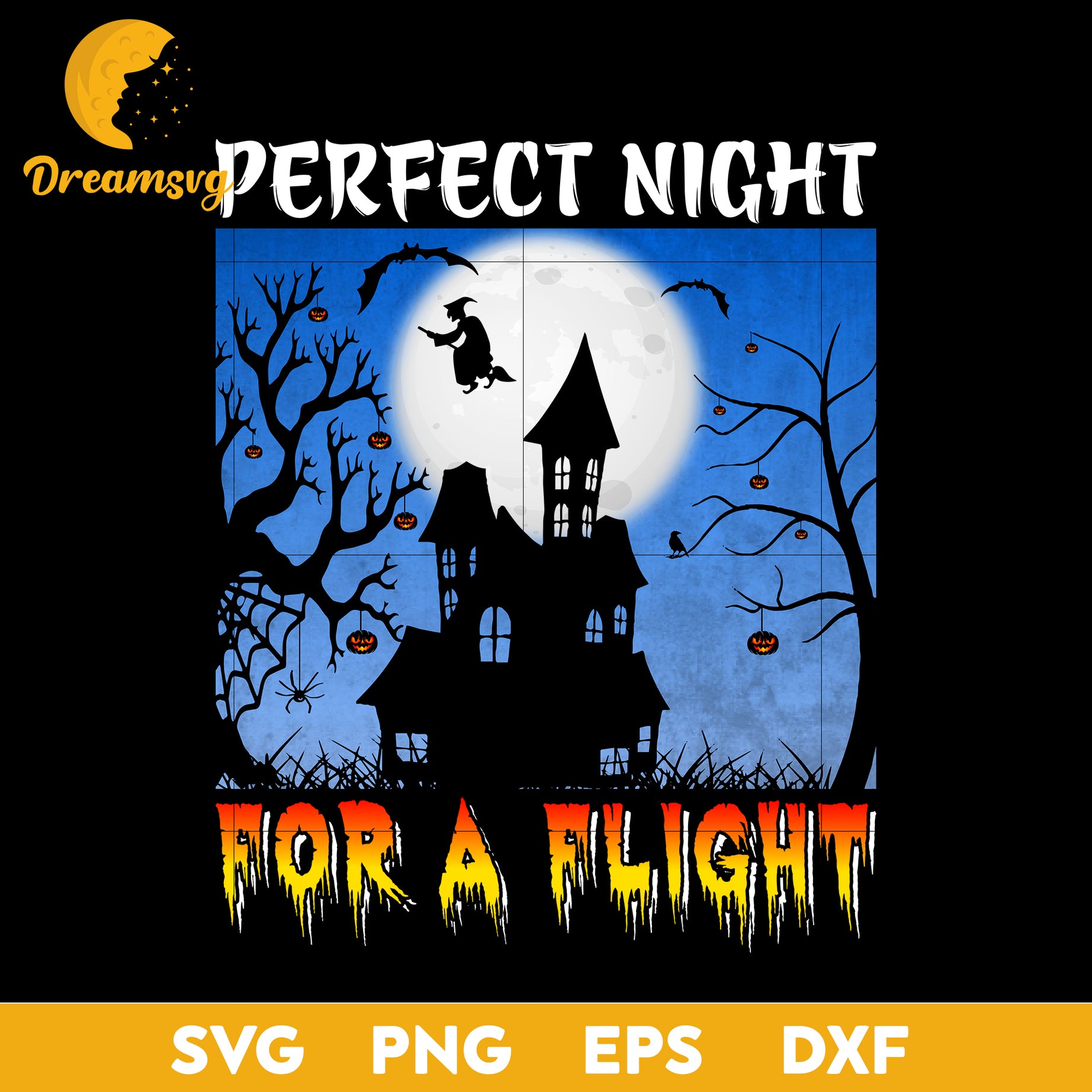 Perfect Night For a Flight svg, Halloween svg, png, dxf, eps digital file.