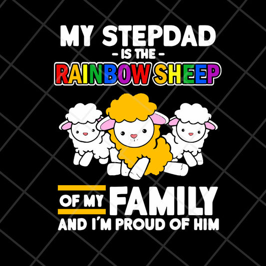 My stepdad is rainbow sheep of family svg, png, dxf, eps digital file FTD13052130