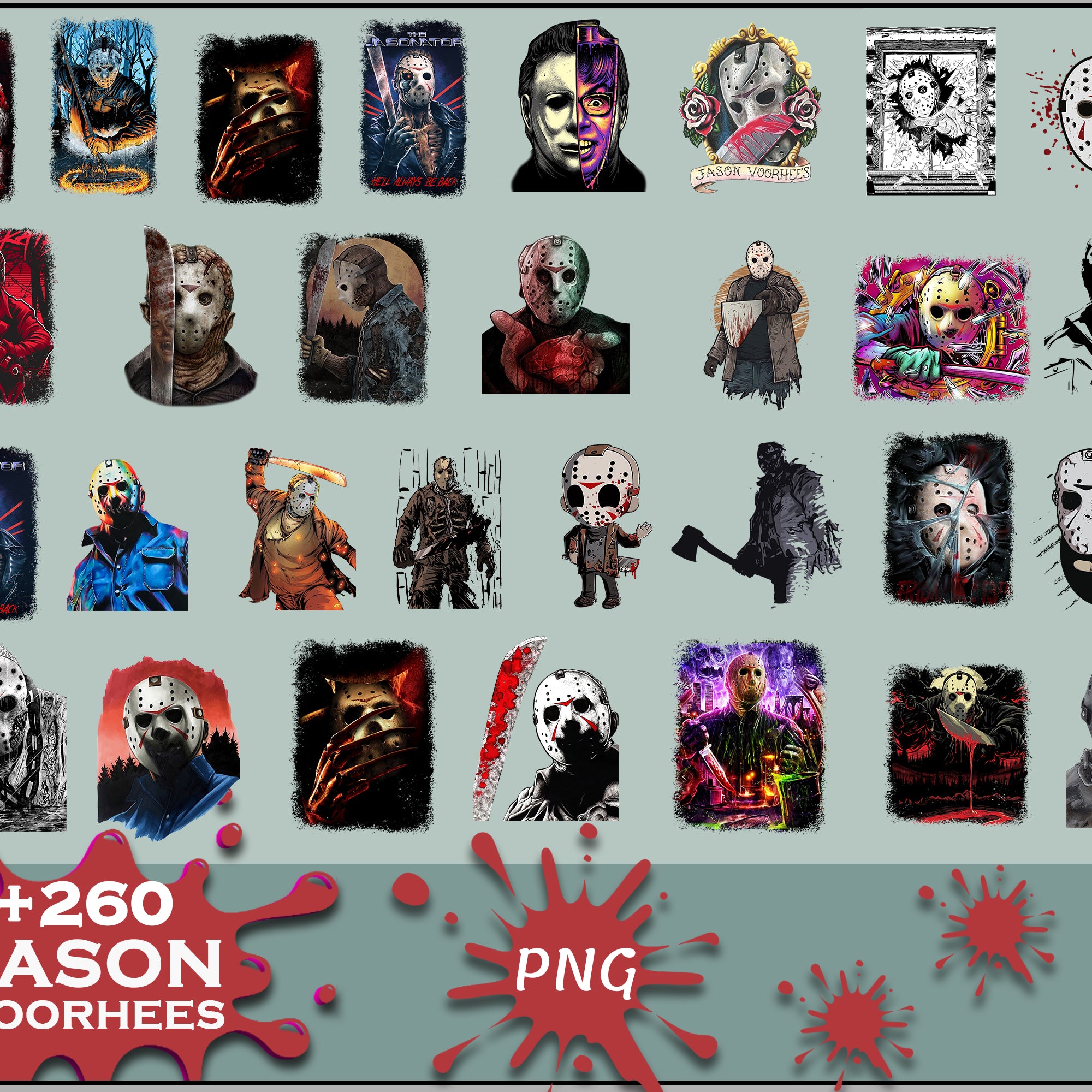 Jason Voorhess PNG Bundle, Jason Voorhess Halloween, Scary Halloween, Horror Characters, Halloween svg, png digital file.