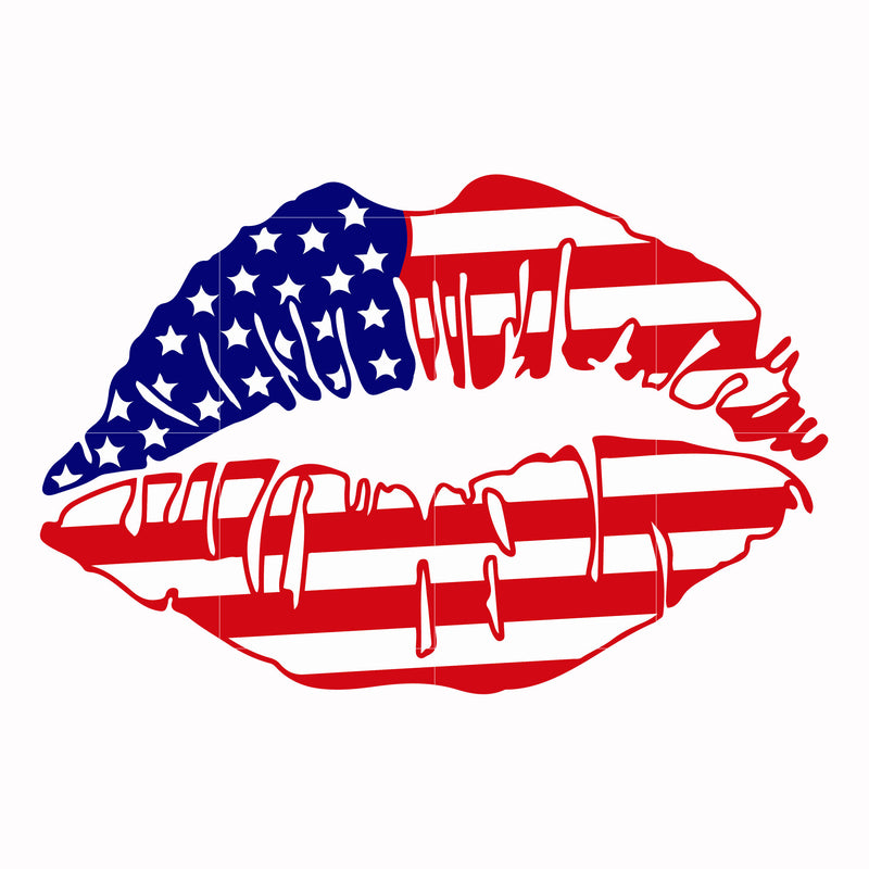 lips america svg, png, dxf, eps, digital file JULY0008
