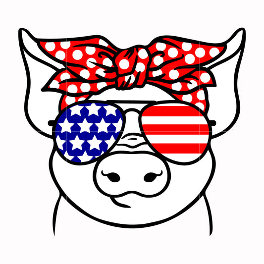 pig america svg, png, dxf, eps, digital file JULY0029