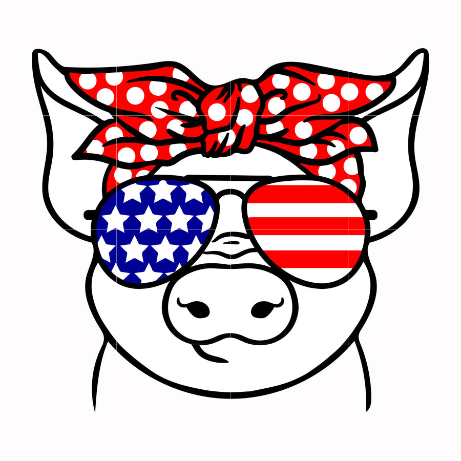 pig america svg, png, dxf, eps, digital file JULY0029