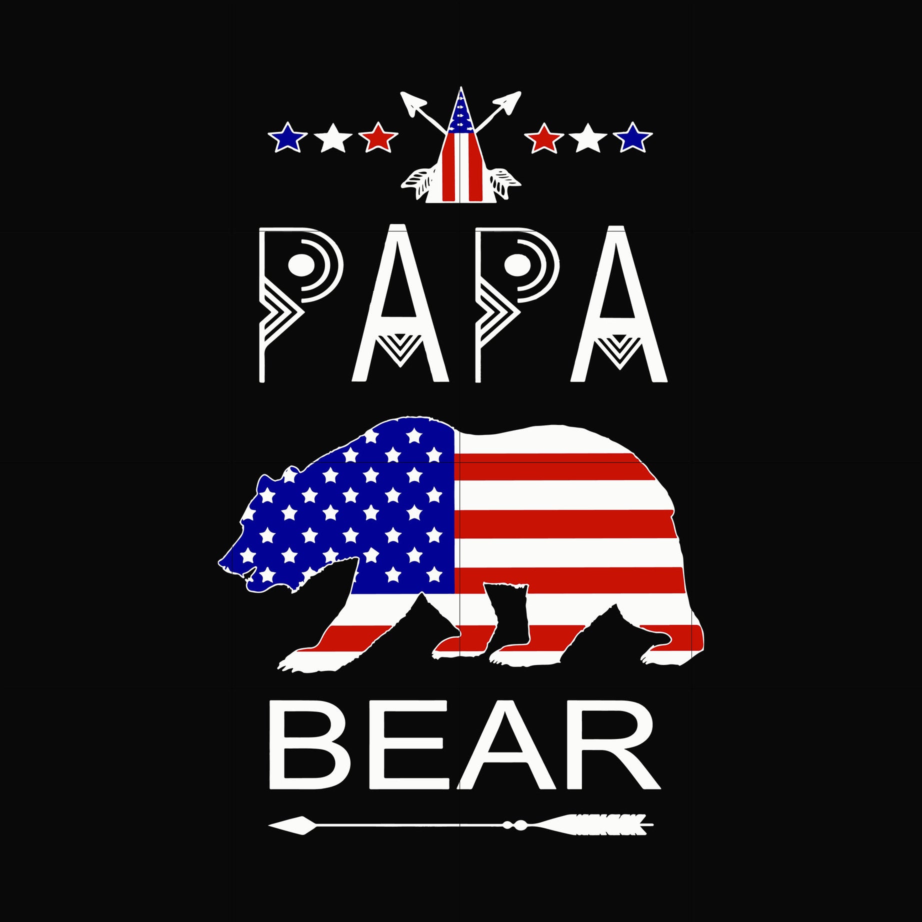 papa bear america svg, png, dxf, eps,digital file JULY0091