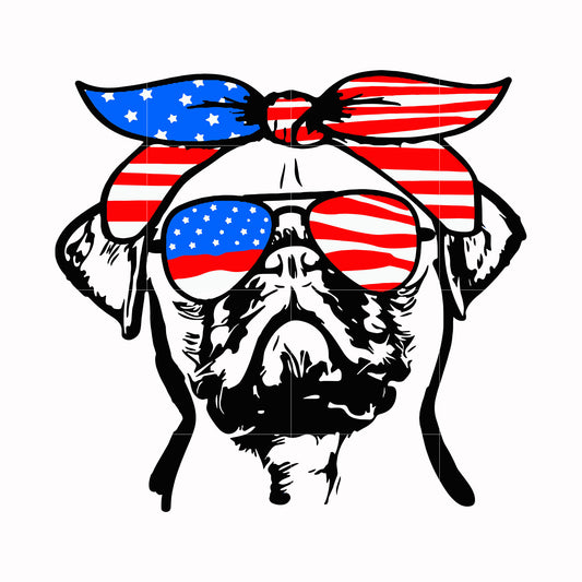 pug america 73 svg, png, dxf, eps, digital file JULY0073