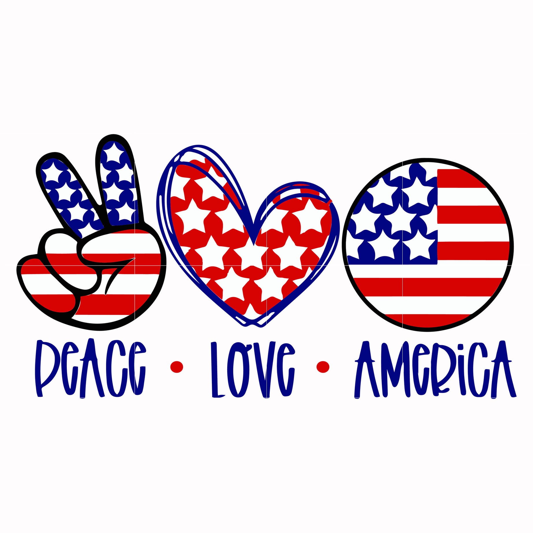 peace love america svg, png, dxf, eps, digital file JULY0015