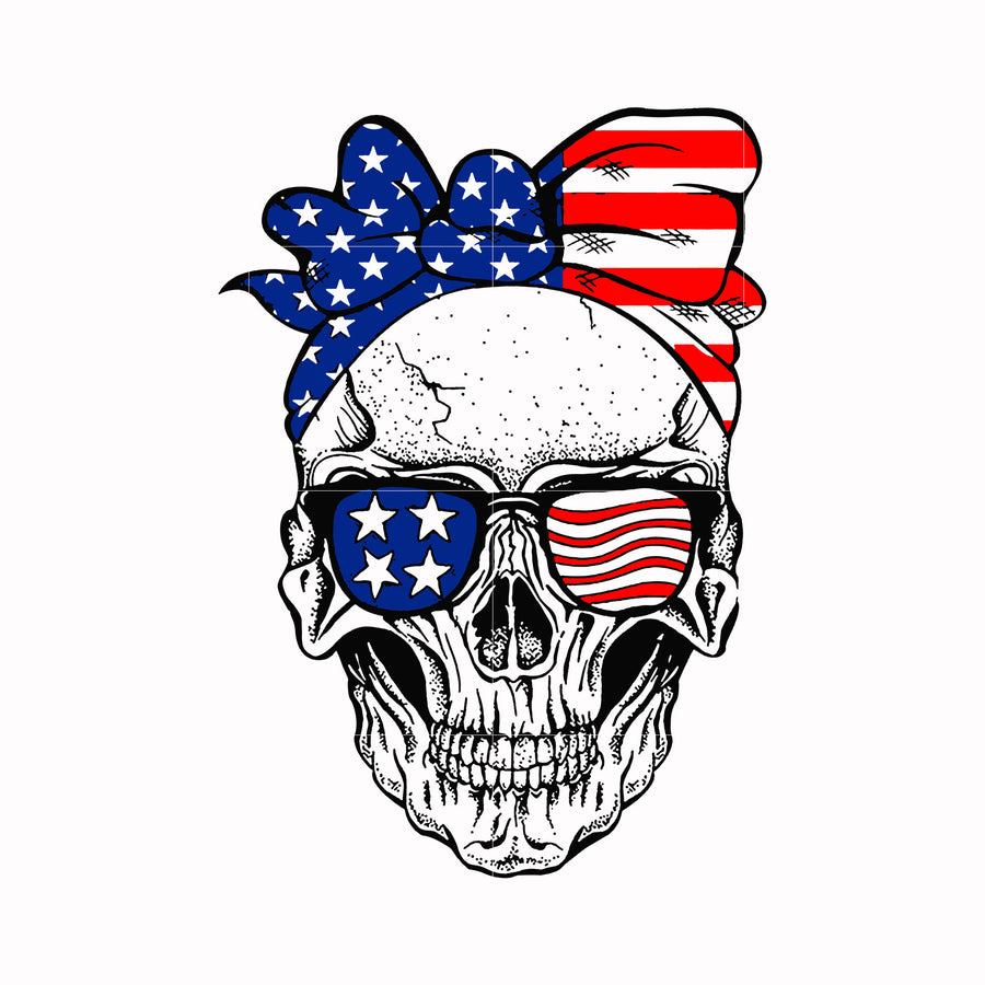 skull america svg, png, dxf, eps, digital file JULY0085