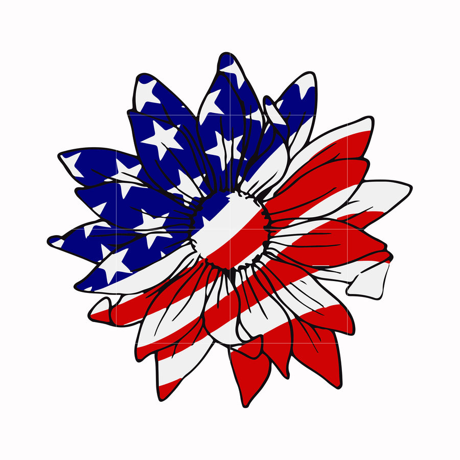flower america svg, png, dxf, eps, digital file JULY0014