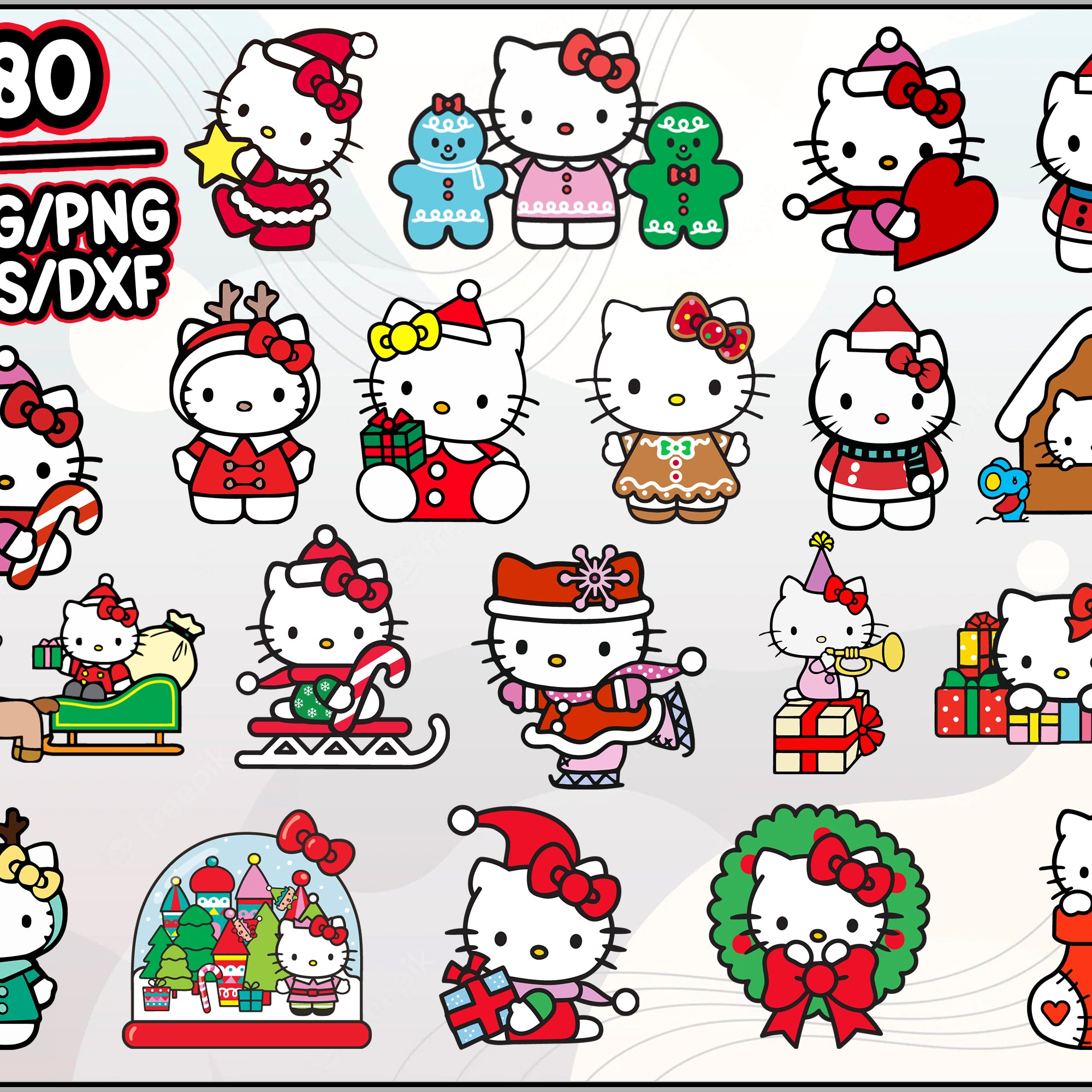 Hello Kitty Christmas SVG, Cartoon Christmas SVG, Christmas SVG.