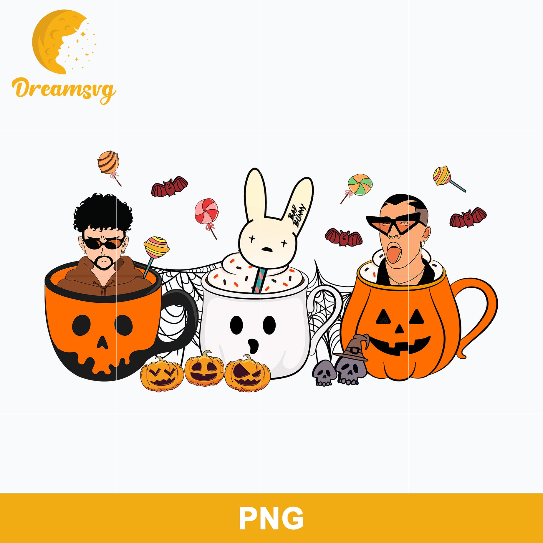 Bad Bunny Latte Coffee Cups Halloween Png