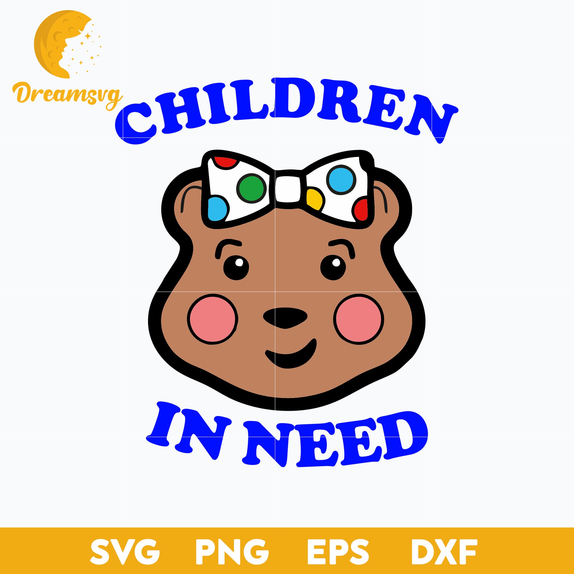 Children In Need SVG, Pudsey Bear Bow Tie SVG, Cartoon SVG