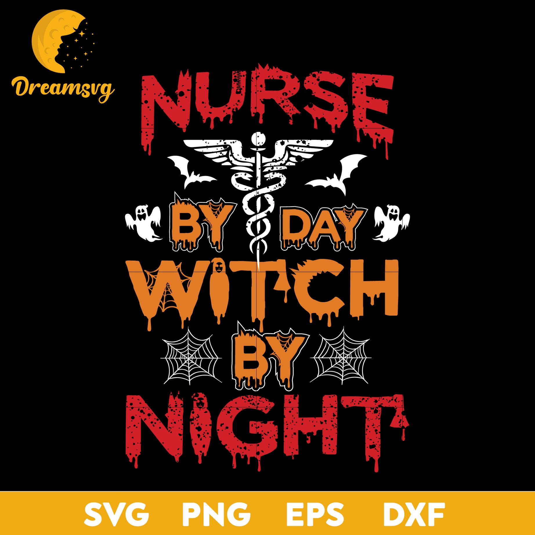 Nurse by day witch by night svg, Halloween svg, png, dxf, eps digital file.