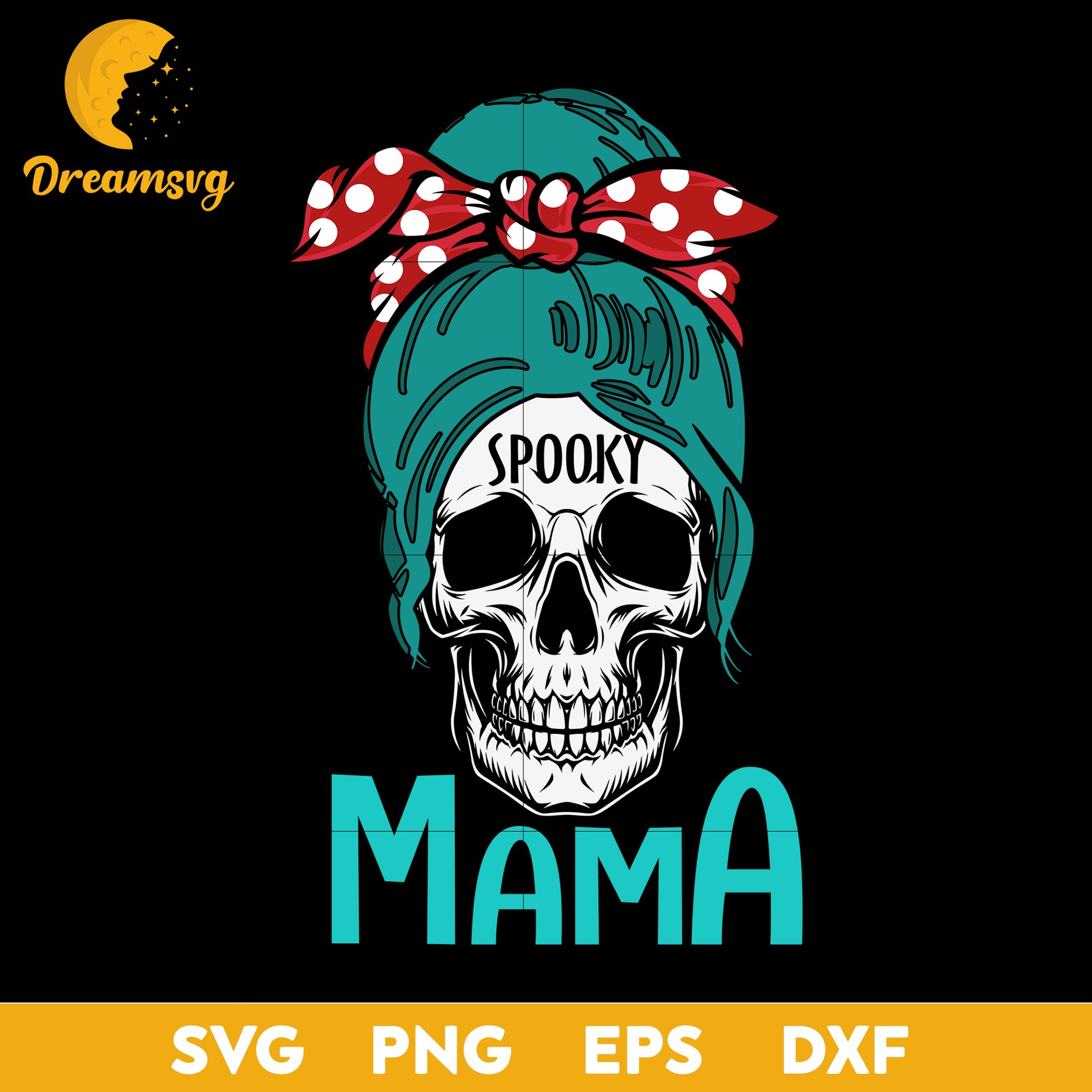 Spooky mama Skeleton Bandana svg, Halloween svg, png, dxf, eps digital file.