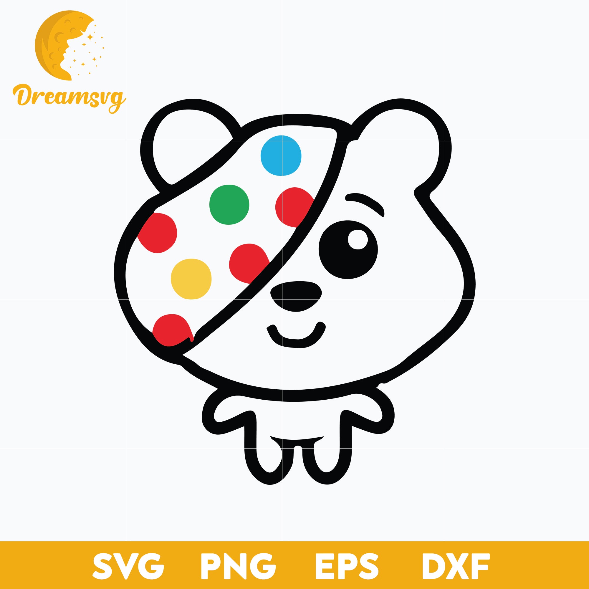 Blindfold Pudsey Bear Cute Outline SVG, Children In Need SVG – DreamSVG ...