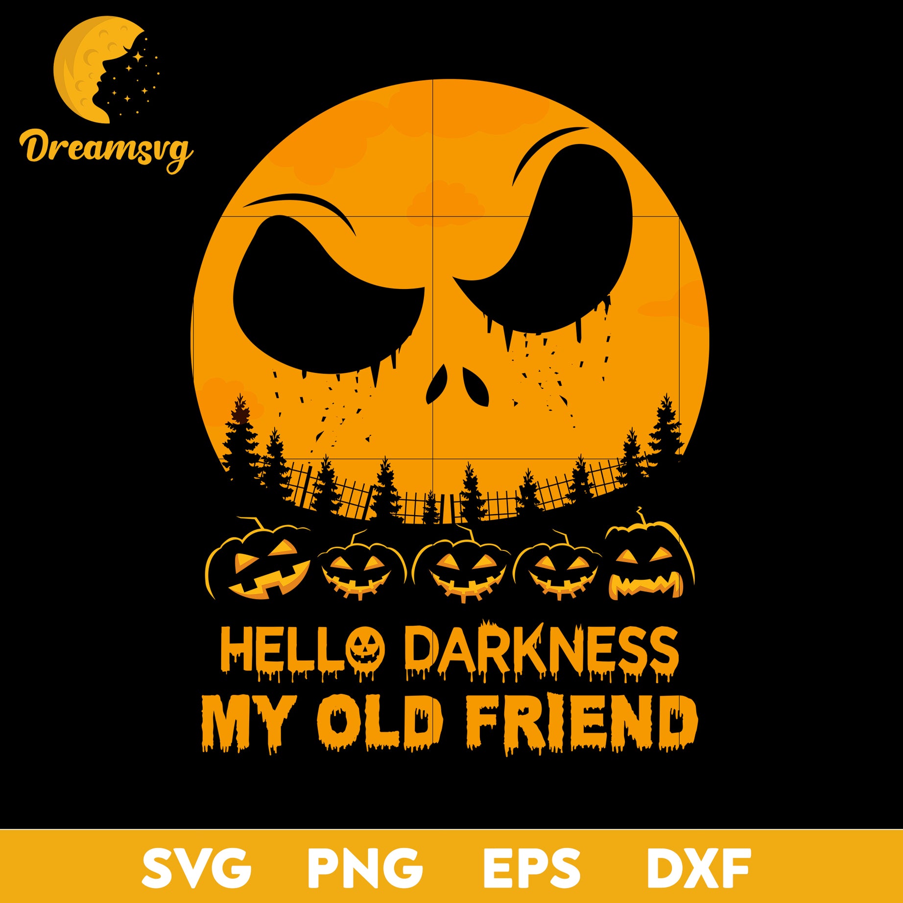 Hello darkness my old friend svg, Halloween svg, png, dxf, eps digital file.