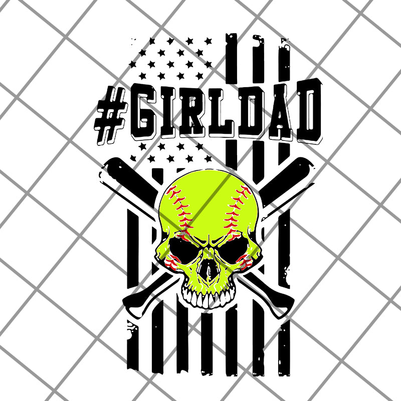 Skull softball #girldad American flag svg, png, dxf, eps digital file FTD19052103