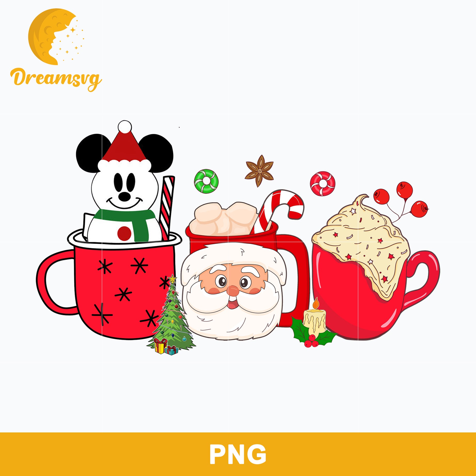 Santa Claus And Snowman Cute Christmas Drink Iced Coffee Tea Latte Png File
