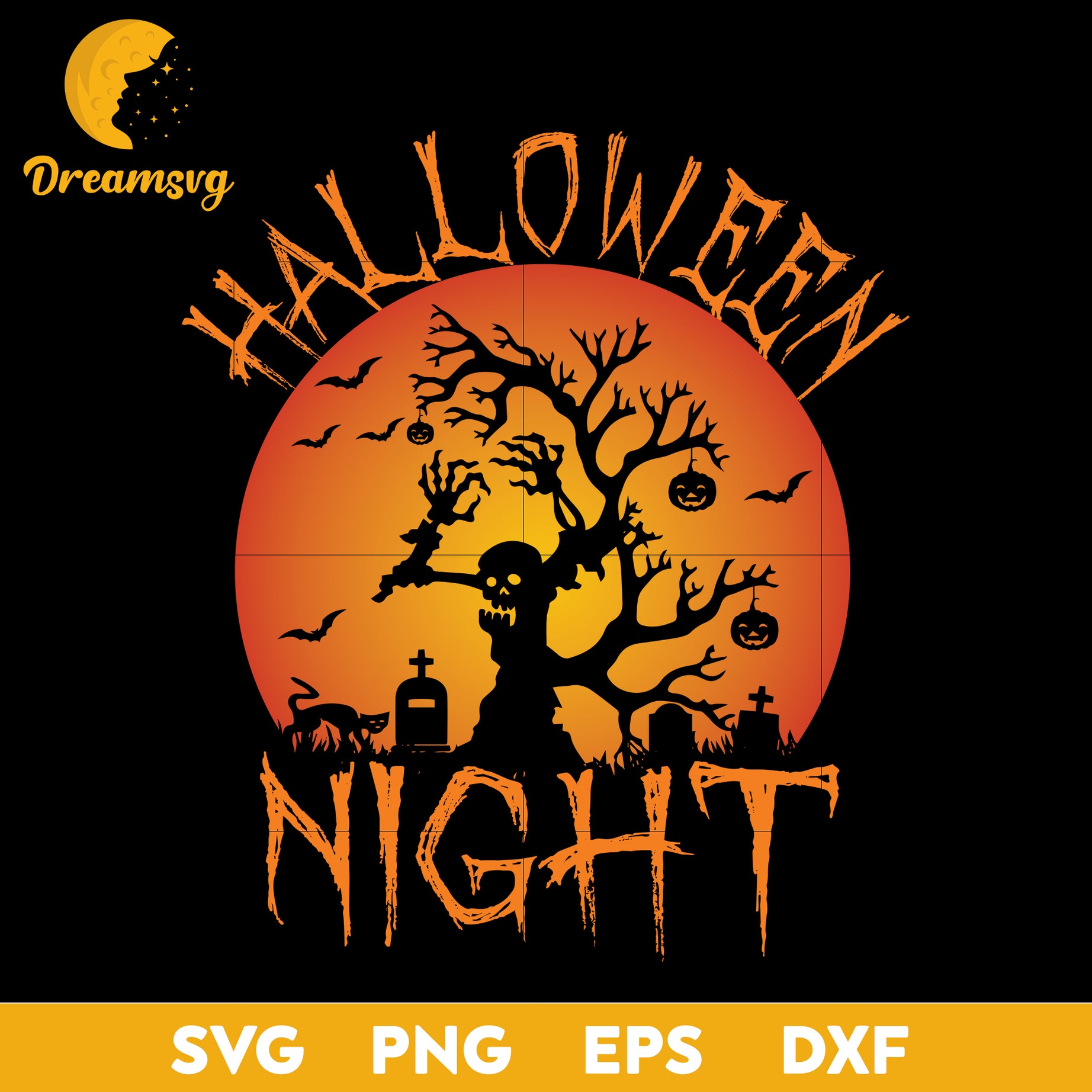 Halloween night svg, Halloween svg, png, dxf, eps digital file.