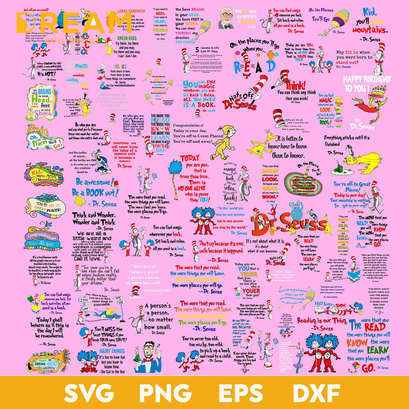 Dr seuss bundle svg, dr seuss svg, dr seuss quotes svg, png, dxf, eps digital file DR21022123