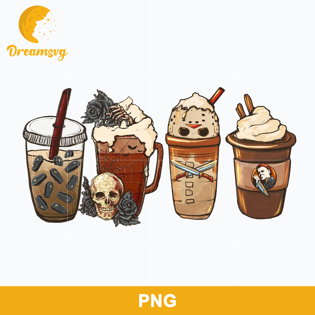Horror Fall Coffee Pumpkin Spice Latte Png, Ghost Fall Coffee Png, Fri ...