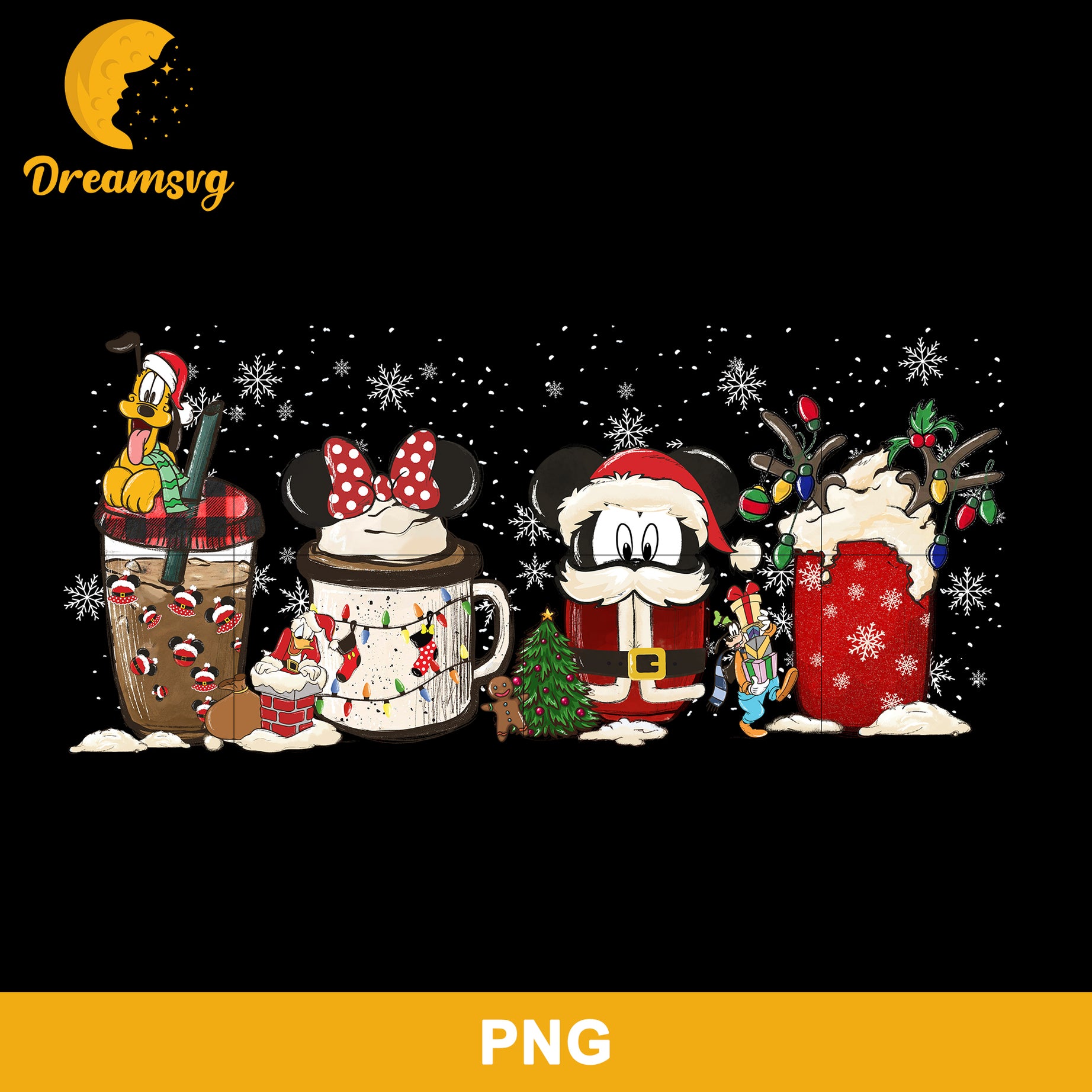 Mickey Mouse Christmas Coffee Latte PNG, Christmas Coffee PNG, Disney PNG File