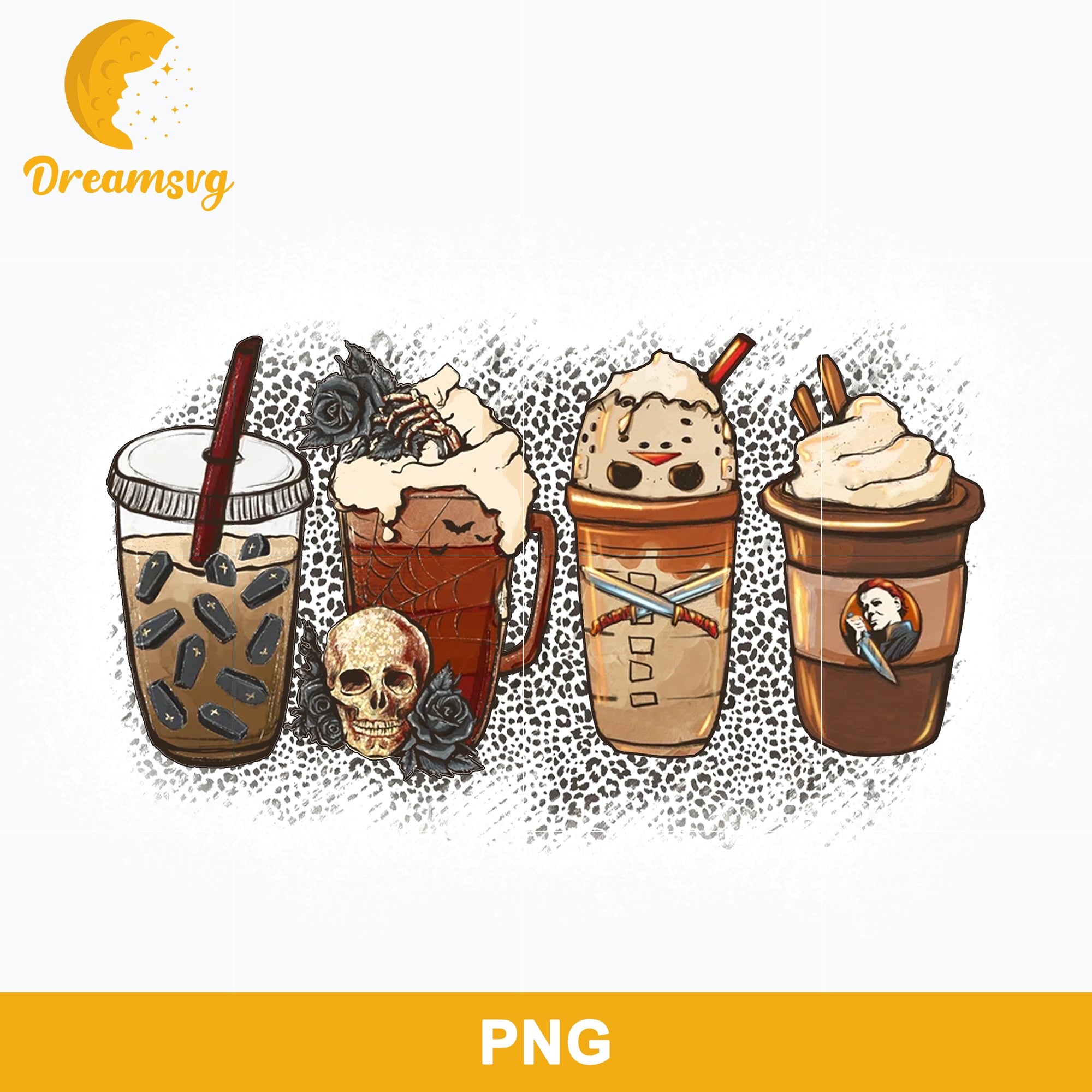 Horror Fall Coffee Pumpkin Spice Latte Png, Ghost Fall Coffee Png, Fri ...