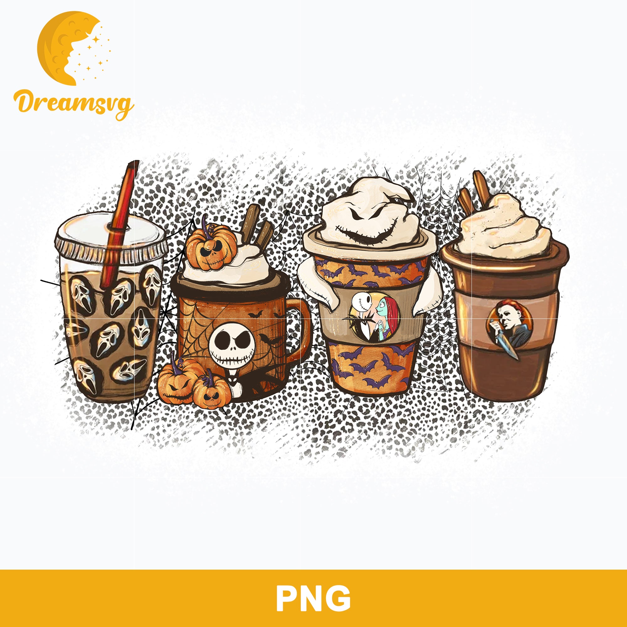 Horror Fall Coffee Pumpkin Spice Latte Png, Ghost Fall Coffee Png, Fri ...
