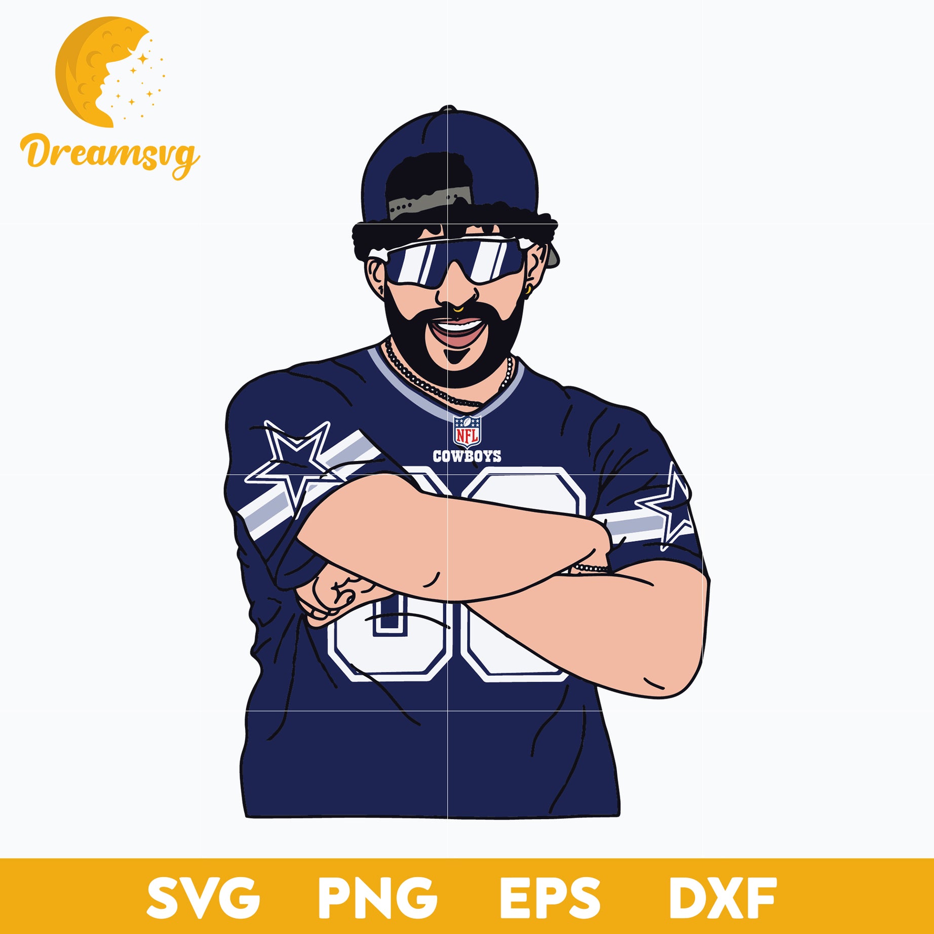 Bad Bunny Dallas Cowboys SVG, Dallas Cowboys NFL SVG, PNG DXF EPS Digital File