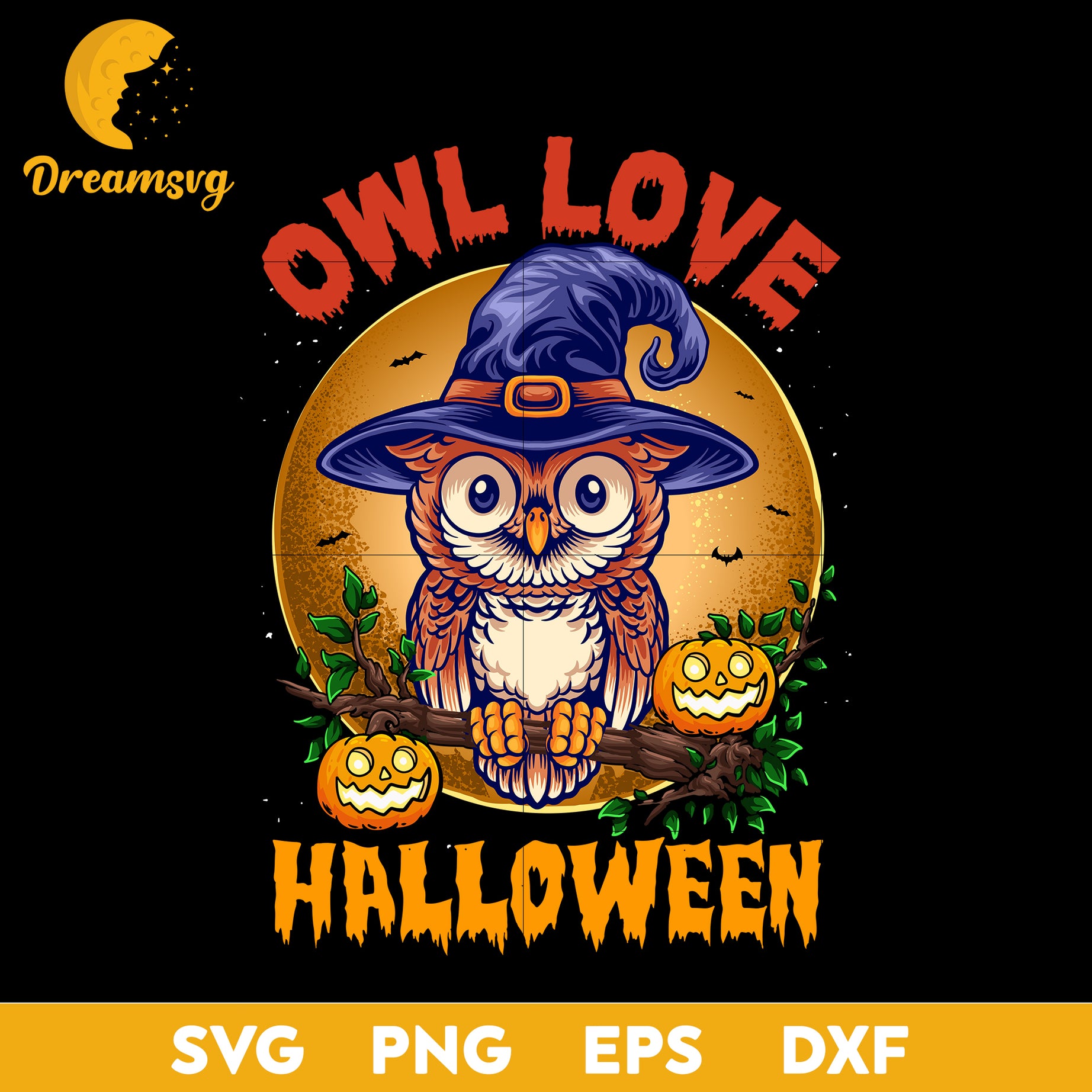 Owl love halloween svg, Halloween svg, png, dxf, eps digital file.