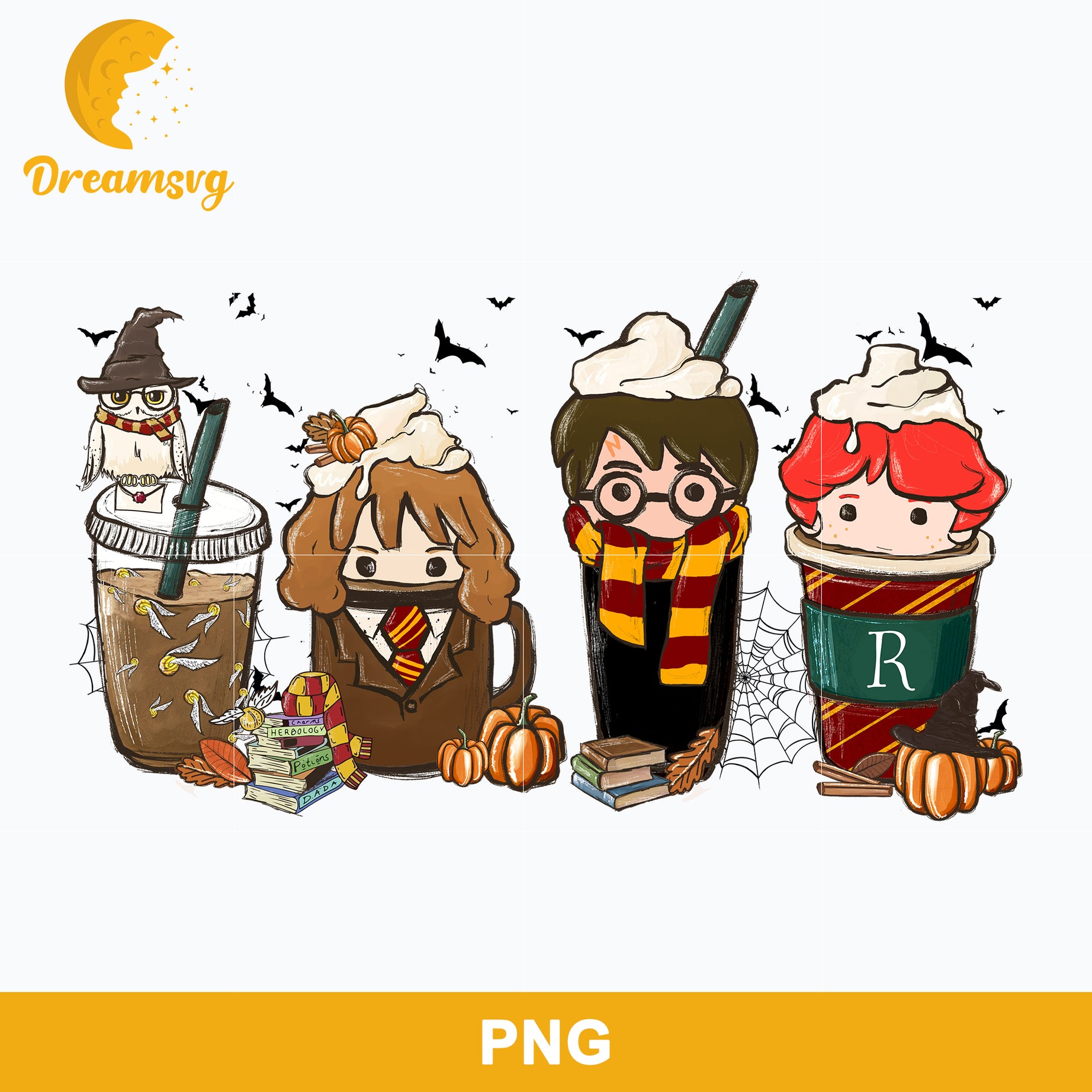 Harry Potter Coffee Cups Png, Harry Potter Halloween Png Digital File.