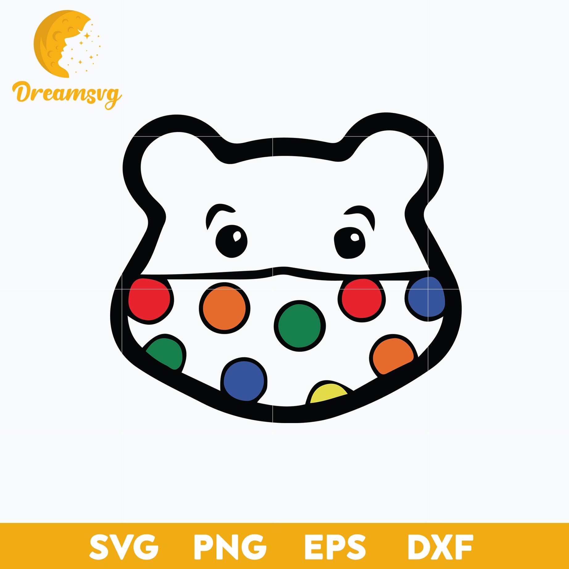 Bear Brown Face Mask Outline SVG, Red Nose Day SVG, Cartoon SVG